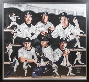1998 New York Yankees Signed James Fiorentino 40x45 Framed Original One of A Kind Artwork With 12 Signatures Including Jeter & Rivera (Beckett)